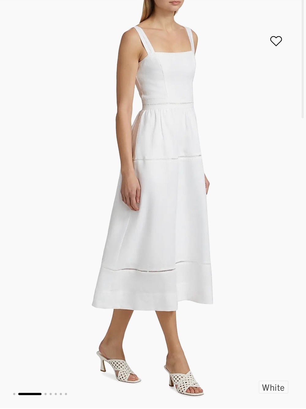 Reformation linen Everett White Square-Neck Midi Dress with Wide Straps 4